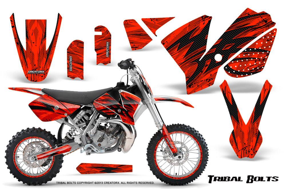 KTM SX65 02-08 Graphics Kit Tribal Bolts Red NP Rims